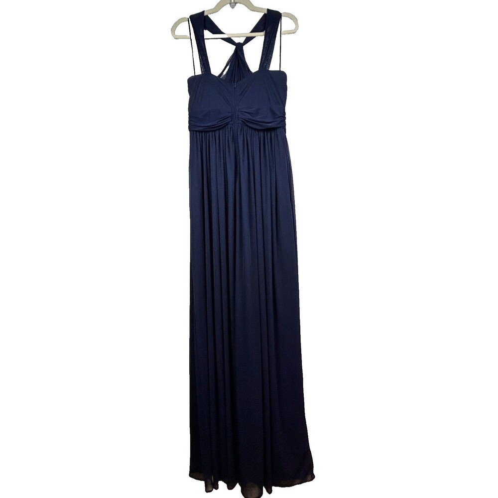 Birdy Grey Chiffon Dress Navy Blue Floor Length Maxi Bridesmaid Ball Gown Prom M